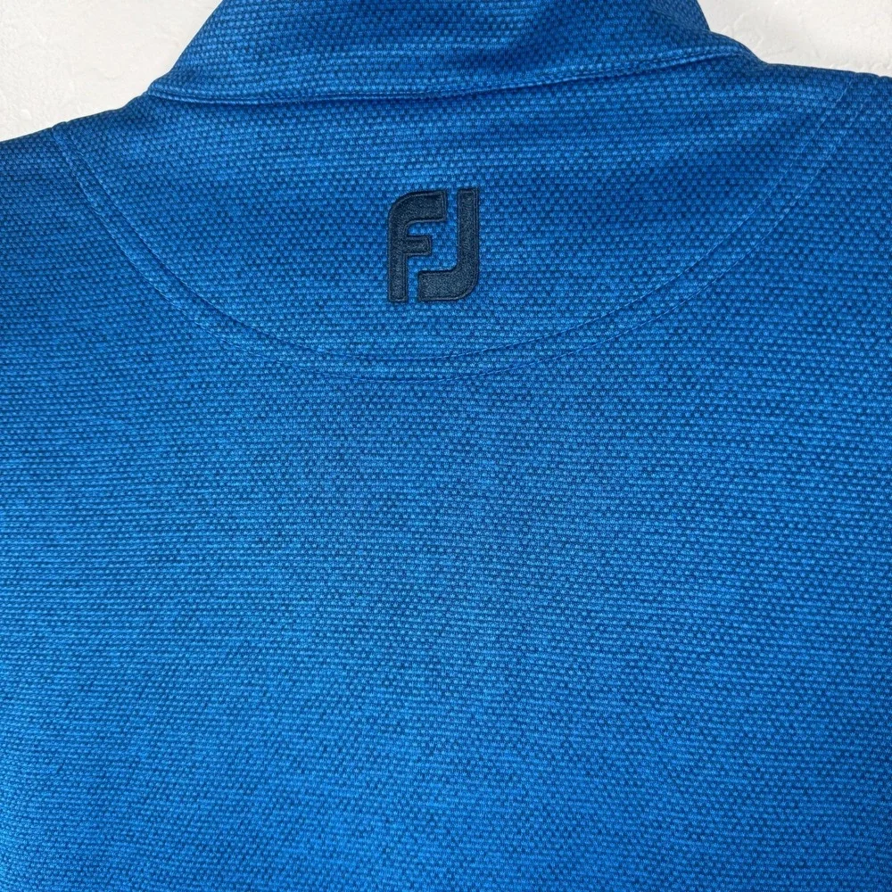 Footjoy Sweater Mens Large Blue 1/4 Zip Pullover Golf Performance Stretch